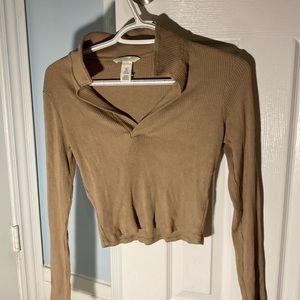 Long sleeve collared tan shirt